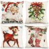 CDWERD Christmas Pillow Covers 18x18 Inches Set of 4 Vintage Christmas Decorations Throw Pillowcase Cotton Linen for Home Couch Decor 7