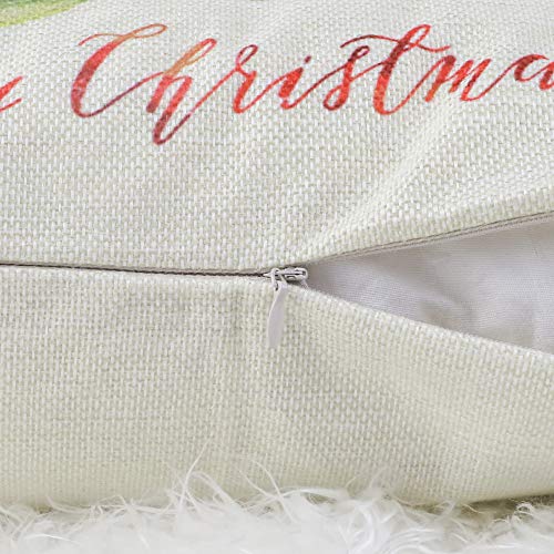 CDWERD Christmas Pillow Covers 18x18 Inches Set of 4 Vintage Christmas Decorations Throw Pillowcase Cotton Linen for Home Couch Decor 4