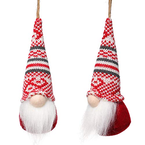 Christmas Tree Hanging Gnomes Ornaments Set of 10, Swedish Handmade Plush Gnomes Santa Elf Hanging Home Decorations Holiday Decor 2