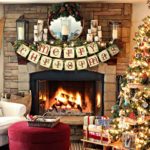 Merry Christmas Banner - Vintage Xmas Decorations Indoor for Home Office Party Fireplace Mantle Farmhouse Decor 7