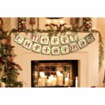 Merry Christmas Banner - Vintage Xmas Decorations Indoor for Home Office Party Fireplace Mantle Farmhouse Decor 8