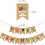 Jute Burlap Happy Kwanzaa Banner Rustic African Heritage Holiday Party Mantel Fireplace Decoration Supply 7