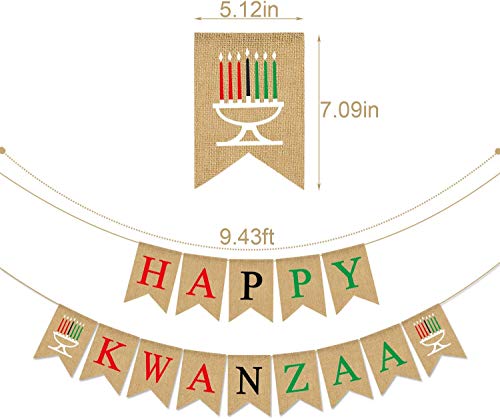 Jute Burlap Happy Kwanzaa Banner Rustic African Heritage Holiday Party Mantel Fireplace Decoration Supply 2