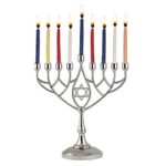 Traditional Classic Geometric Hanukkah Menorah 9" Silver Plated Chanukah Candle Minorah Fits Standard Hanukah Candles by Zion Judaica 5