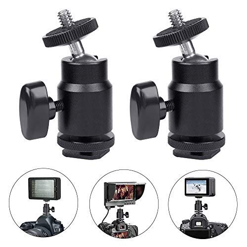 Hot Shoe Mount Adapter 1/4" Thread Mini Ball Head Ring Light Adapter for Cameras Camcorders Smartphone Microphone Gopro Canon LED Video Light Video Monitor Tripod Monopod 11