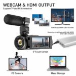 Video Camera 4K Camcorder Ultra HD 48MP Vlogging Camera for YouTube WiFi Night Vision Camcorder Touch Screen 16X Digital Zoom Vlog Camera Recorder with Microphone Remote Stabilizer Hood Batteries 14