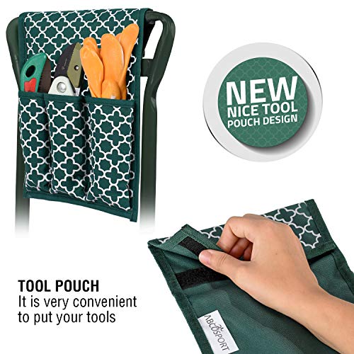 Garden Kneeler and Seat - Protects Knees, Clothes From Dirt and Grass Stains - Foldable Stool For Easy Storage - EVA Foam Pad -Sturdy, Lightweight Bench with Designed Tool Pouch -Free Gloves Included 4