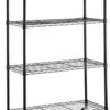 Amazon Basics 4-Shelf Adjustable, Heavy Duty Storage Shelving Unit on 3'' Wheel Casters, Metal Organizer Wire Rack, Black, 36" L x 14" W x 57.75" H 10