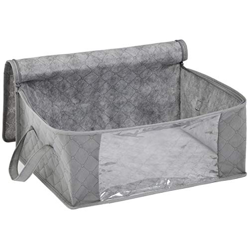 Amazon Basics Foldable Large Zippered Storage Bag Organizer Cubes with Clear Window & Handles, 3-Pack, Gray 2