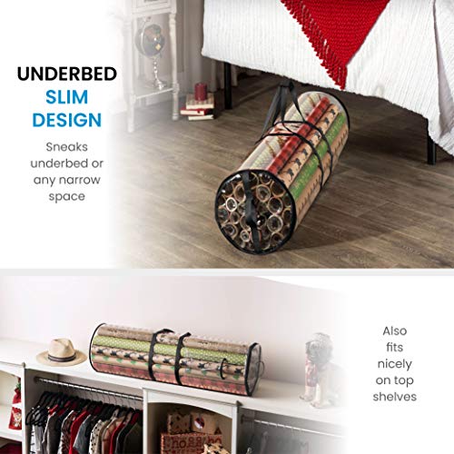 ZOBER Wrapping Paper Storage Containers - 40 Inch Gift Wrapping Organizer Storage - Fits 20 Standard Rolls of Wrapping Paper - Breathable Fabric, Waterproof 4