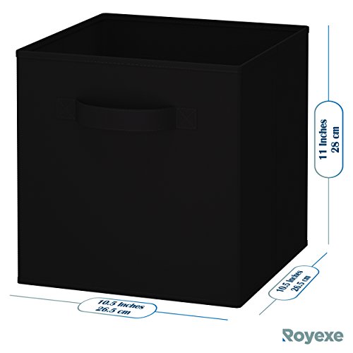 Storage Cubes - 11 Inch Cube Storage Bins (Set of 8). Fabric Cubby Organizer Baskets with Dual Handles | Foldable Closet Shelf Organization Boxes (Black) 3