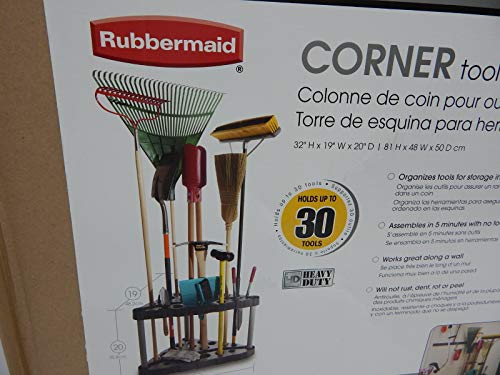 Rubbermaid Plastic Garage Corner Tool Tower Rack, Easy to Assemble, Organizes up to 30 Long-Handled Tools/Rakes/ Brooms/Shovles for Home/House/Outdoor/Sheds 5