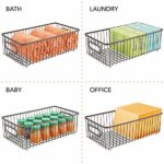 mDesign Metal Farmhouse Kitchen Pantry Food Storage Organizer Basket Bin - Wire Grid Design for Cabinets, Cupboards, Shelves, Countertops - Holds Potatoes, Onions, Fruit - Long, 8 Pack - Bronze 10