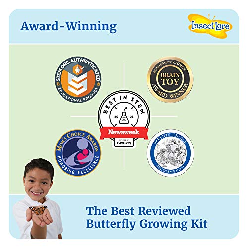 Insect Lore - Butterfly Growing Kit - Butterfly Habitat Kit with Voucher to Redeem 5 Caterpillars, STEM Journal, Butterfly Feeder & More – Life Science & STEM Education – Butterfly Science Kit 6
