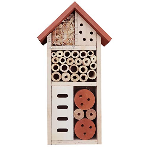 Lulu Home Wooden Insect House, Hanging Insect Hotel for Bee, Butterfly, Ladybirds, Beneficial Insect Habitat, Bug Hotel Garden, 10.4 X 3.4 X 5.4 Inch 9