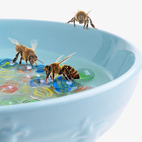 Navaris Bee Watering Station - Ceramic Bowl for Feeding and Watering Bees, Butterflies, Small Insects - Decorative Water Station for Gardens and Yards 3