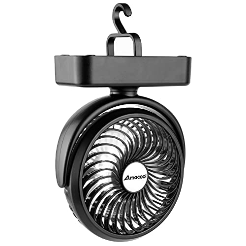 Portable Camping Fan with LED Lantern- 40H Work Time Rechargeable Battery Operated Fan with Hanging Hook for Tent Car RV Hurricane Emergency Outages Survival Kit 3
