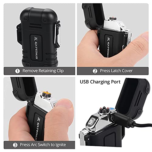 Extremus Blaze 360 Waterproof Lighter,Outdoor Windproof Lighter Dual Arc Lighter USB Rechargeable Flameless Lighter,Plasma Lighters for Camping,Hiking,and Outdoor Adventures, Survival Tactical Gear 4