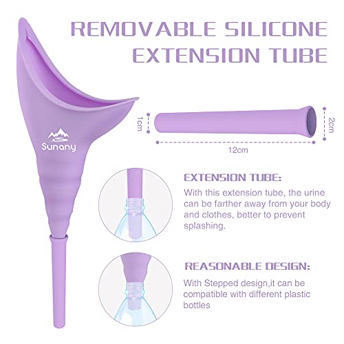 Female Urination Device,Reusable Silicone Female Urinal Foolproof Women Pee Funnel Allows Women to Pee Standing Up,Women's Urinal is The Perfect Companion for Travel and Outdoor (Purple) 3