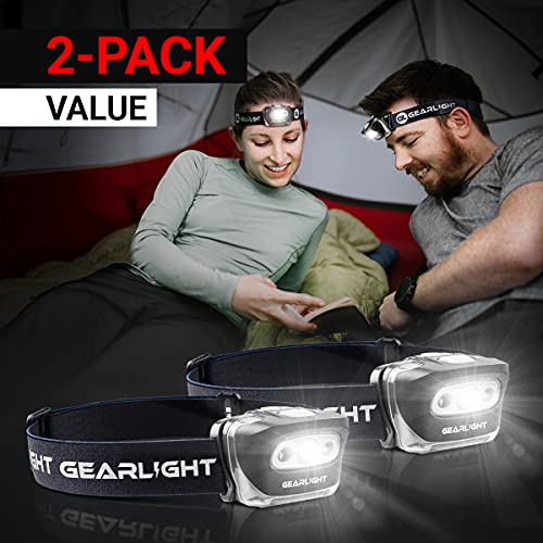 GearLight 2Pack LED Headlamp - Outdoor Camping Headlamps with Adjustable Headband - Lightweight Headlight with 7 Modes and Pivotable Head - Stocking Stuffer Gifts for Men 7