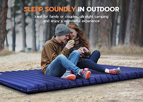 Hikenture Double Sleeping Pad for Camping, Ultralight 3.75" Extra-Thick Camping Mattress 2 Person, Inflatable Backpacking Sleeping Mat, Hiking Air Mattress for Tent (Foot Pump) 5