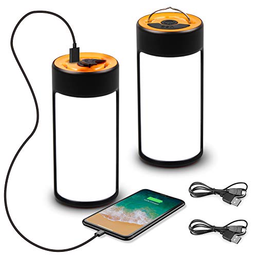 LED Camping Lantern, CT CAPETRONIX Rechargeable Camping Lights with 400LM 5 Light Modes Water-Resistant, Battery Powered LED Lantern for Power Outage Emergency Hurricane Home (2 Pack, Black & Orange) 1
