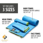 OlimpiaFit Quick Dry Towel - 3 Size Pack of Lightweight Microfiber Travel Towels w/Bag - Fast Drying Towel Set for Camping, Beach, Gym, Backpacking, Sports, Yoga & Swim Use﻿ 10