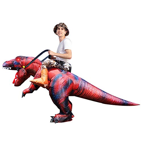 GOOSH Inflatable Dinosaur Costume Adults Halloween Blow up Costumes for Men Women Riding T Rex Air Costume for Party Cosplay 2