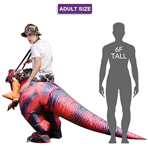 GOOSH Inflatable Dinosaur Costume Adults Halloween Blow up Costumes for Men Women Riding T Rex Air Costume for Party Cosplay 4