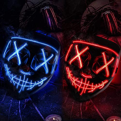 Halloween Mask LED Light up Mask (2 Pack) Scary mask for Festival Cosplay Halloween Costume Masquerade Parties,Carnival 3