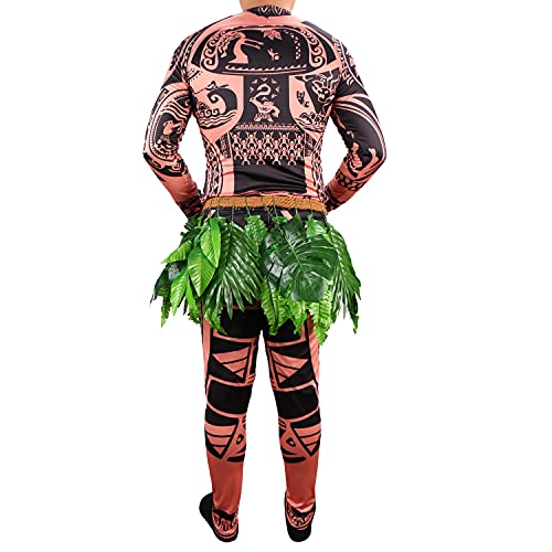 Maui Tattoo Cosplay Costume,Tribal Imprint Moana Costume Party Wearing Halloween Cosplay for Adult Unisex 2