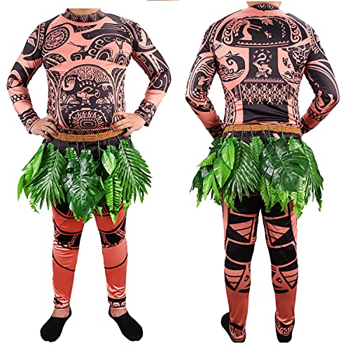 Maui Tattoo Cosplay Costume,Tribal Imprint Moana Costume Party Wearing Halloween Cosplay for Adult Unisex 3