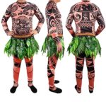 Maui Tattoo Cosplay Costume,Tribal Imprint Moana Costume Party Wearing Halloween Cosplay for Adult Unisex 8