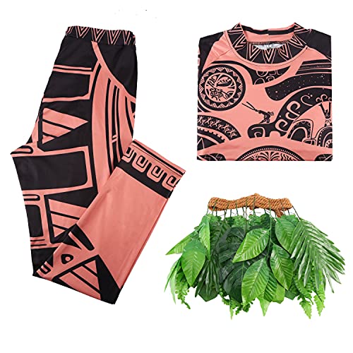 Maui Tattoo Cosplay Costume,Tribal Imprint Moana Costume Party Wearing Halloween Cosplay for Adult Unisex 6