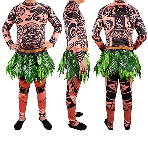 Maui Tattoo Cosplay Costume,Tribal Imprint Moana Costume Party Wearing Halloween Cosplay for Adult Unisex 1