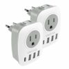 [2-Pack] European Travel Plug Adapter, VINTAR International Power Plug Adapter with 1 USB C, 2 American Outlets and 3 USB Ports, 6 in 1 Travel Essentials to Most of Europe Greece, Italy(Type C) 8
