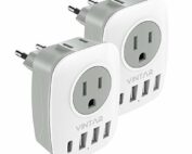 [2-Pack] European Travel Plug Adapter, VINTAR International Power Plug Adapter with 1 USB C, 2 American Outlets and 3 USB Ports, 6 in 1 Travel Essentials to Most of Europe Greece, Italy(Type C) 11