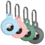 4 Pack Airtag Holder for Apple Air Tag Holder, Airtag Case with Anti-Lost Keychain Key Ring, Silicone Protective Cover Suitable for Kids' Backpacks, Dog Collars, Multi-Color Airtag Accessories 6