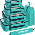Veken 6 Set Packing Cubes for Suitcases, Travel Bags for Carry on Luggage, Suitcase Organizer Bags Set for Travel Essentials Travel Accessories in 4 Sizes(Extra Large, Large, Medium, Small)，Cyan 6