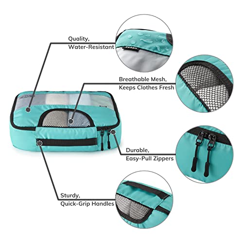 Veken 6 Set Packing Cubes for Suitcases, Travel Bags for Carry on Luggage, Suitcase Organizer Bags Set for Travel Essentials Travel Accessories in 4 Sizes(Extra Large, Large, Medium, Small)，Cyan 5