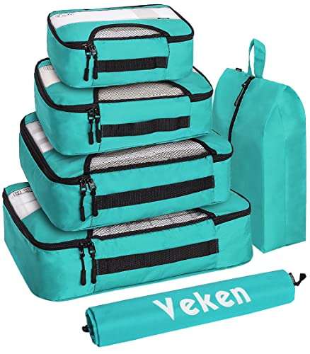 6 Set Packing Cubes for Suitcases, Travel Organizer Bags for Carry on Luggage, Veken Suitcase Organizer Bags Set for Travel Essentials Travel Accessories in 4 Sizes(Extra Large, Large, Medium, Small) 1