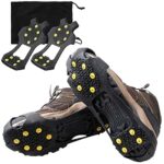 Ice Cleats for Shoes and Boots Snow Traction Cleat Crampons for Men Women Kids Anti Slip 10 Studs Ice Snow Grippers for Walking on Snow and Ice Winter Hiking Climbing Ice Fishing 6