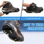 Ice Cleats for Shoes and Boots Snow Traction Cleat Crampons for Men Women Kids Anti Slip 10 Studs Ice Snow Grippers for Walking on Snow and Ice Winter Hiking Climbing Ice Fishing 10