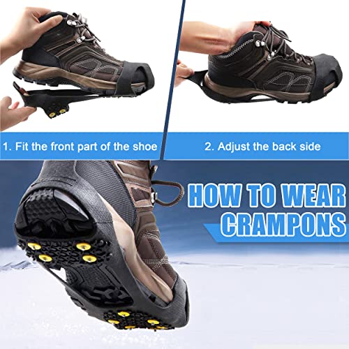 Ice Cleats for Shoes and Boots Snow Traction Cleat Crampons for Men Women Kids Anti Slip 10 Studs Ice Snow Grippers for Walking on Snow and Ice Winter Hiking Climbing Ice Fishing 5