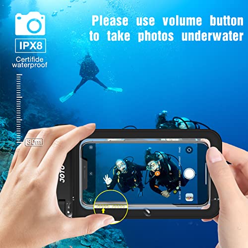 JOTO Waterproof Phone Pouch IPX8 Universal Waterproof Case Dry Bag Phone Protector for iPhone 15 14 13 12 11 Pro Max Plus XS XR X 8 Galaxy S23 S22 S21 S20 Pixel Up to 7" -2 Pack, Black 2