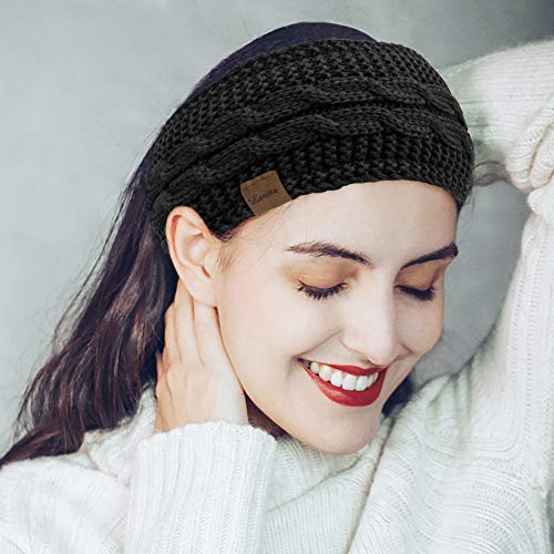 Loritta 4 Pack Womens Winter Headbands Fuzzy Fleece Lined Ear Warmer Cable Knit Thick Warm Crochet Headband Gifts,Multi A 5