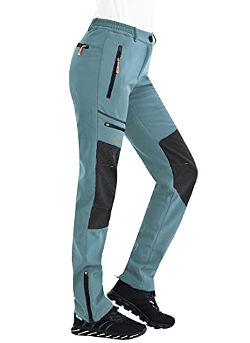 Postropaky Womens Outdoor Snow Ski Pants Waterproof Hiking Insulated Softshell Pants Snowboard Zipper Bottom Leg (sky blue,12Short) 3