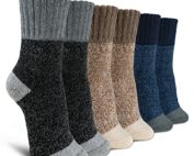 Time May Tell Womens Merino Wool Socks Thick Knit Warm Cushion Wool-Socks-for-Women 2/3 Pack(Dark Grey/Brown/Blue/Multi(3 Pairs),US Size 5~9) 7